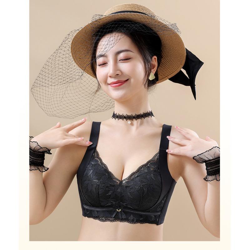 Women Wireless Lace Push Up Bra For Small Chest Anti Sagging Side Support Shaping