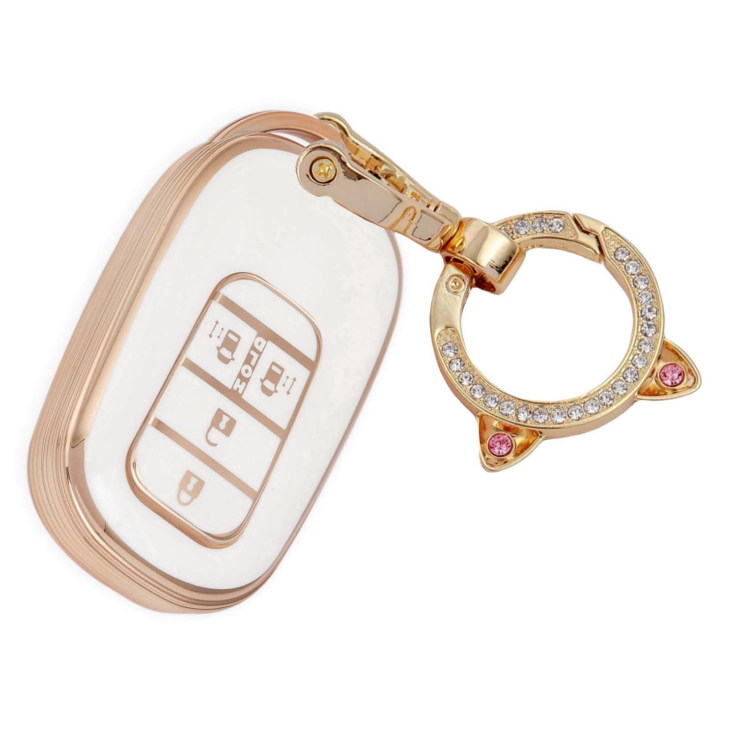 

[ZANEKO] Чехол для ключа N-BOX Custom JF5 JF6 Подходит для Honda New Step Wagon Чехол для ключа ZA-MEK-btF4-GoldWhite белый