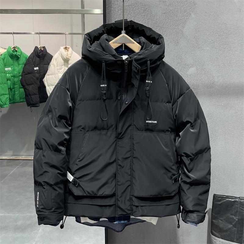 Winter Hooded Down Jacket Men Loose Casual White Duck Down Overalls Thickened Down Jacket Outdoor Ski Warm Puffer Parkas Coat