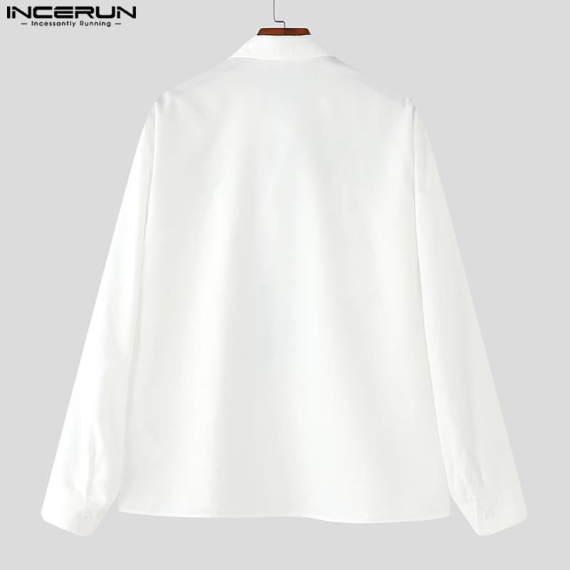 INCERUN Oversized Men Lapel Neck Long Sleeve Floral Print Chest Pockets Casual Shirts
