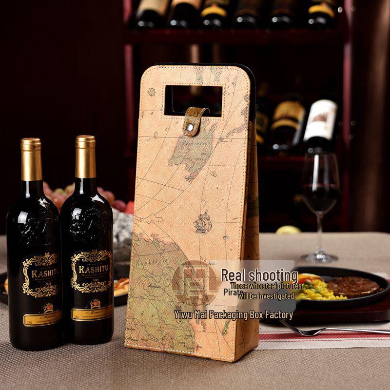 Borsa regalo in pelle per bottiglie di vino singole o doppie
