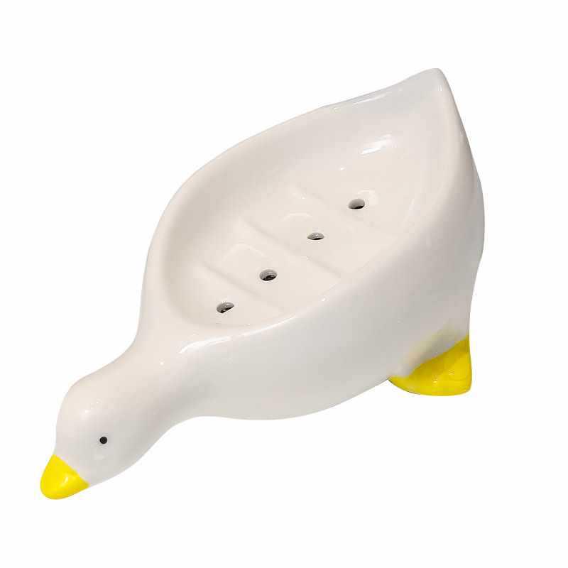 Ceramic Cute Anti-Waterlogging Soap Dish Holder for Bathroom Use