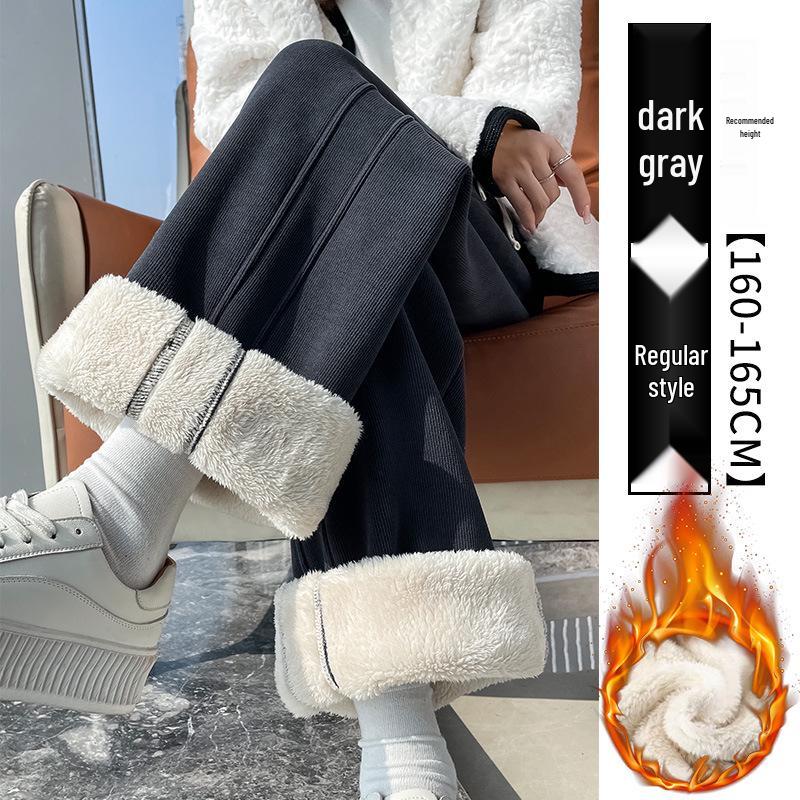2025 Versatile Lambswool Warm Commuting Pants: Autumn/Winter Plus Velvet Casual Slit Style