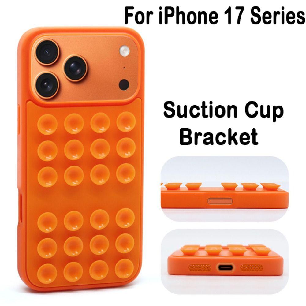 Silicone Phone Case Suction Cup Bracket Phone Protective Shell for iPhone 17/Air/17 Pro Max