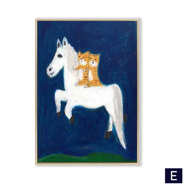 Japanese Cute Cat Posters Funny Prints Canvas Painting Cartoon Bear Nursery Wall Picture Baby Kid's Bedroom Home Decoration