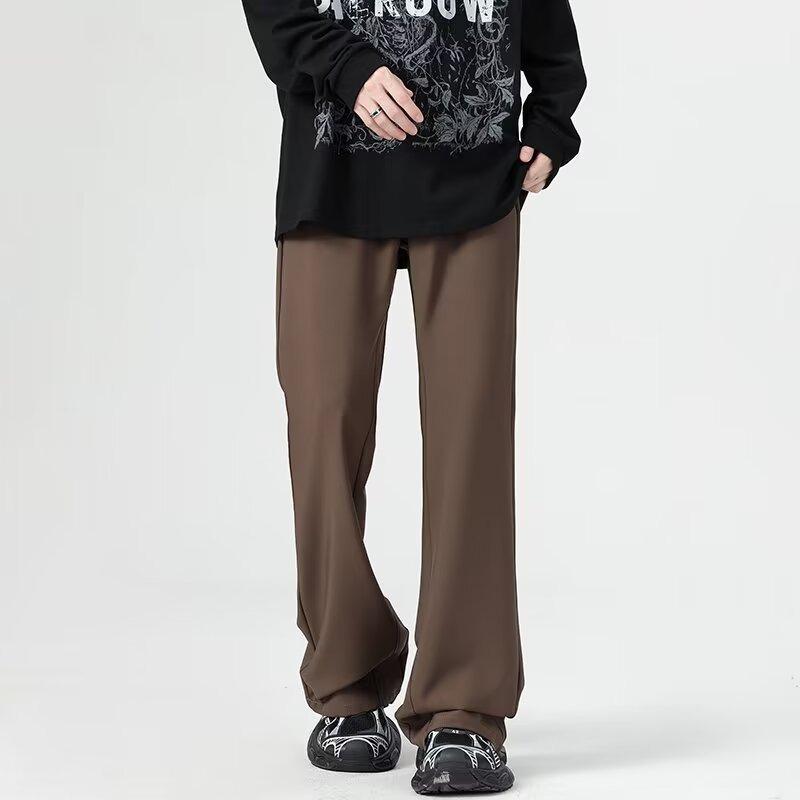 American retro suit micro-flared pants boys loose straight wide-leg floor-mopping pants high-end casual drape trousers