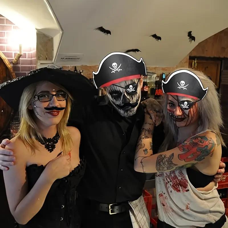 1-10 szt. Zestaw Kapitański Kapelusz Piracki i Maska na Oczy Wzór Czaszki Dekoracja Kostiumu na Halloween Cosplay Przebranie Straszne Imprezy Tematyczne Rekwizyty