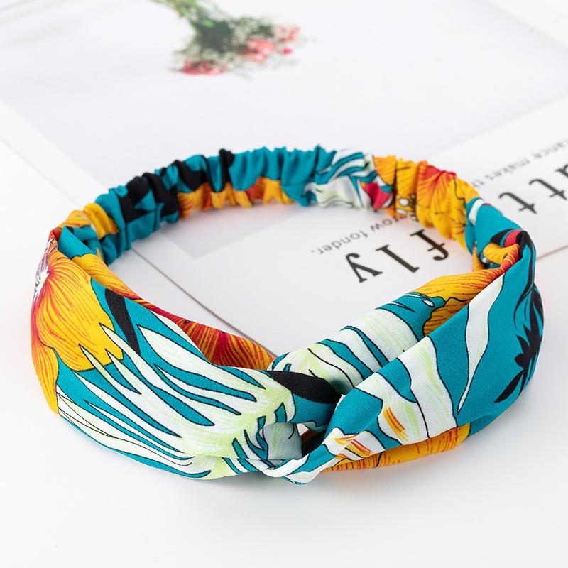 Mote Kvinner Jenter Sommer Bohemsk Hårbånd Print Pannebånd Vintage Kryss Turban Bandasje Bandanaer Hårbånd Hårtilbehør