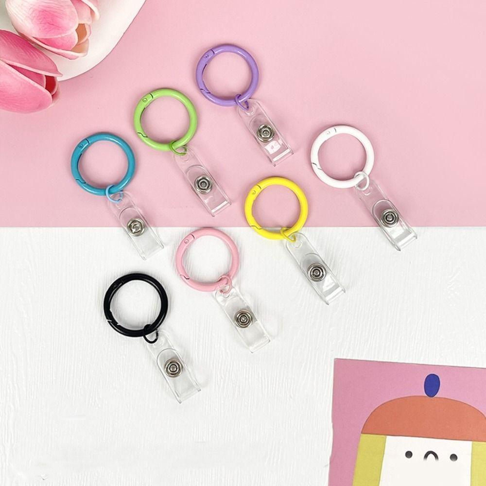 Stripe Card Case Keyring Acrylic Students Bus Card Cover Transparent Card Holder  Protection Case