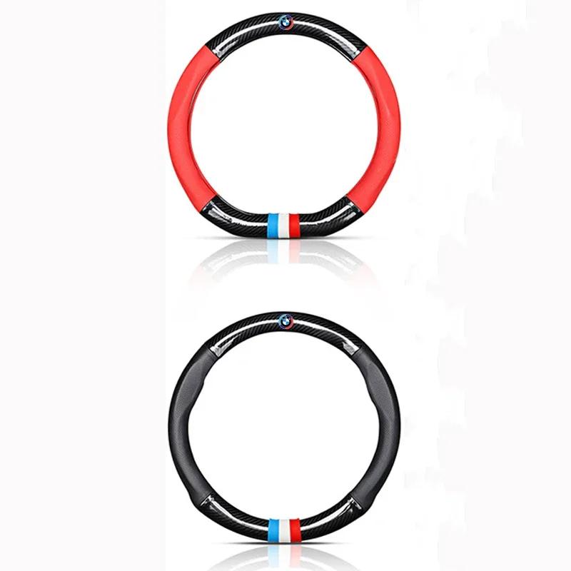 Neue Auto Leder Carbonfaser Anti-Rutsch Lenkradabdeckung Auto Zubehör Für BMW X1 X2 X3 X5 X4 X6 X7 G30 G20 G32 G11 G12 F40