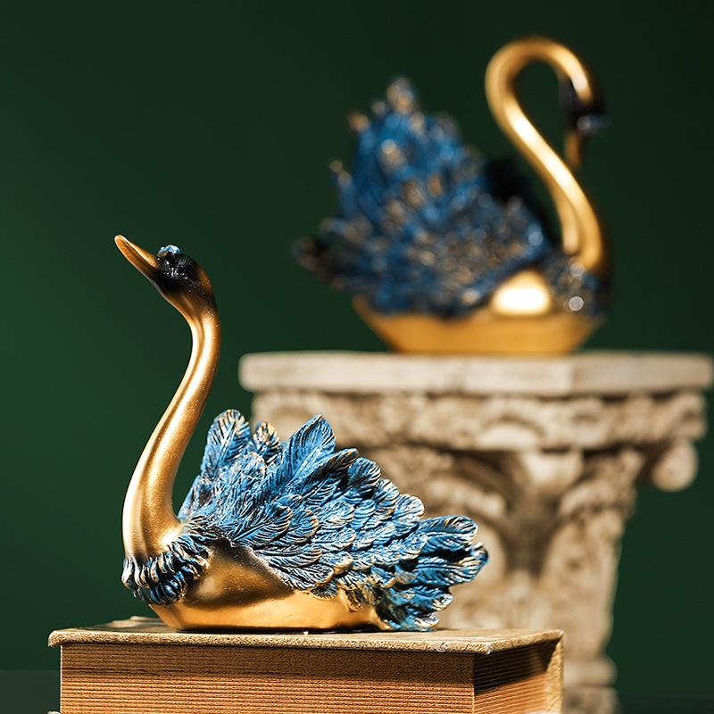 Modern Premium Couple Swan Ornaments Furniture Living Good Room Entrance Wine Cabinet TV Cabinet Resin Craft Decoration