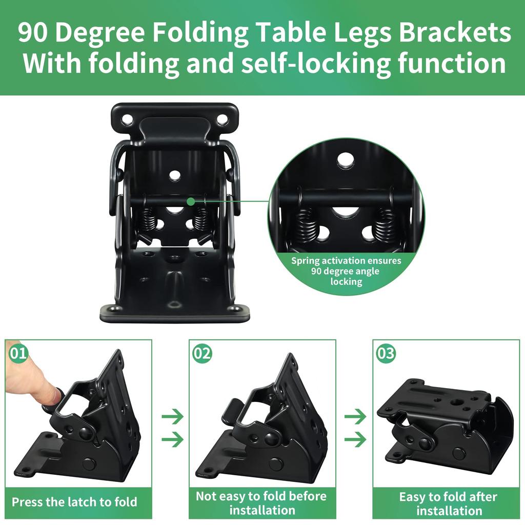 8pcs Folding Brackets 0-90 Degrees Folding Table Legs Brackets Heavy Duty Lock Extension Support Bracket Self-Lock Hinges