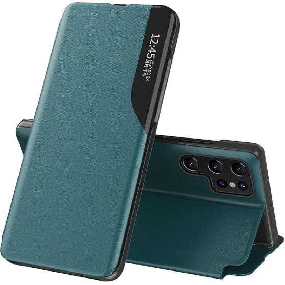 

Чохол для Galaxy S23 Ultra, Модний Тонкий Бізнес-Чохол-Книжка Smart View Магнітний Захисний Чохол від Падінь для Samsung Galaxy S23 Galaxy S23 зелений
