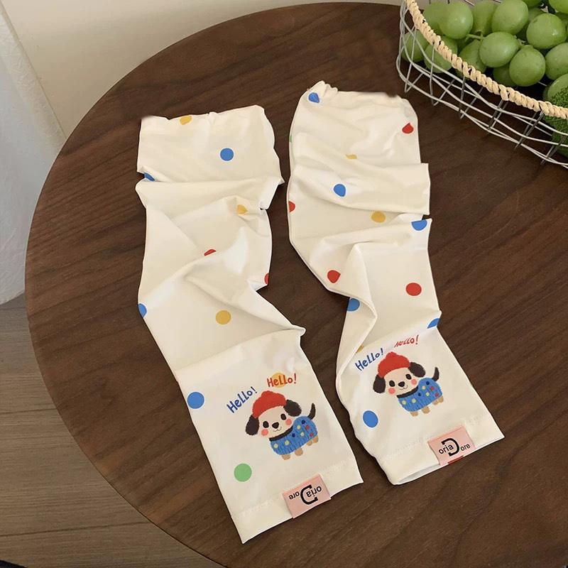 Милые мультяшные рукава из ледяного шелка с защитой от УФ-лучей, свободные, милые рукава для защиты от солнца, УФ-изоляция, перчатки с длинными рукавами, велосипедные перчатки, лето