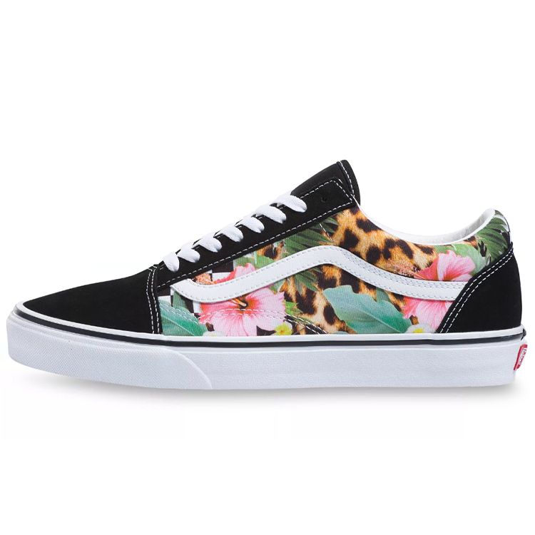 

Женские кроссовки Vans Old Skool в шахматную клетку с тропическими животными, черные, белые, разноцветные VN0A5AO92FB