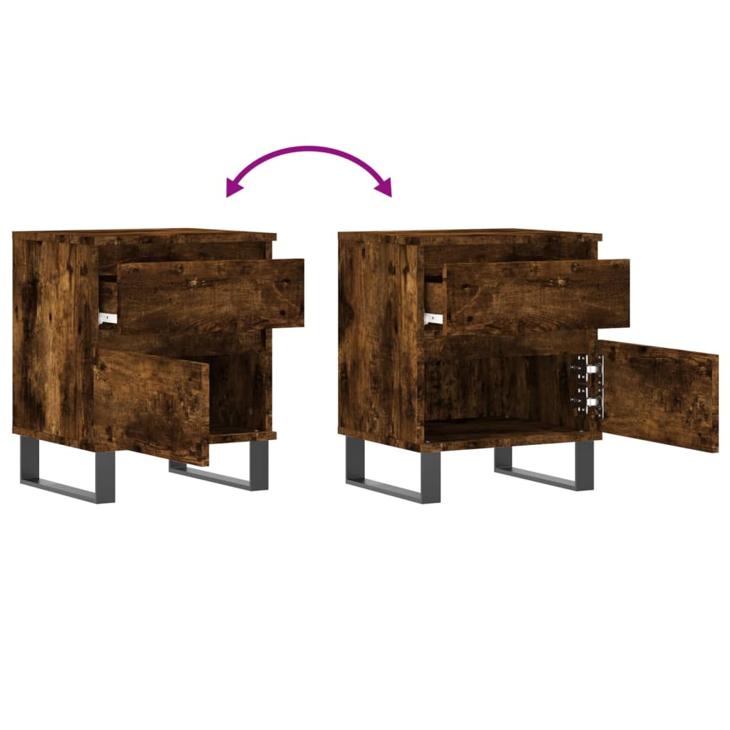 Nightstands (2 Pcs) Smoked Oak Finish 40 X 35 X 50 Cm Engineered Wood