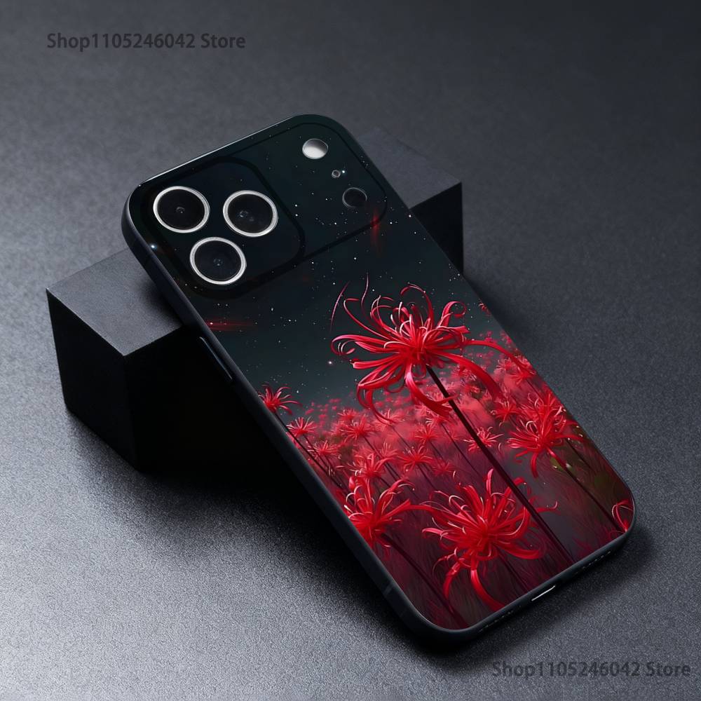 Ghoul Rote Spinnenlilie Tokio Verschleißfeste Handyhülle Für iPhone 17,16,15,14,13,12,11,Pro,XS,Max,XR,Plus,E,SE4 Schwarze Weiche Hülle