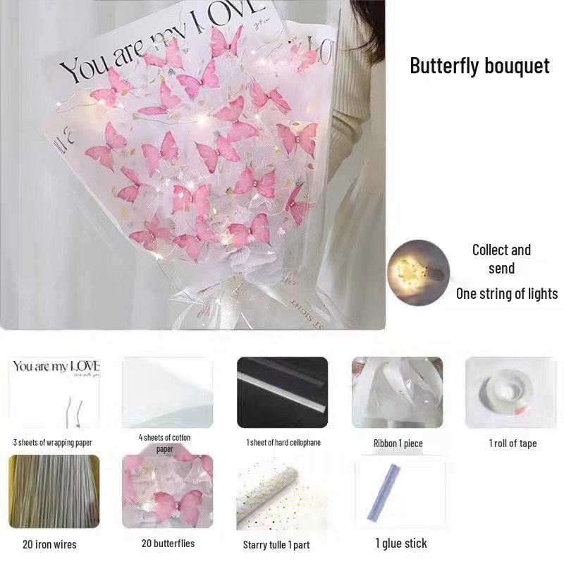 Cross-border Valentine's Day Butterfly Bouquet DIY Kit - Handmade Gift for Girls & Besties.