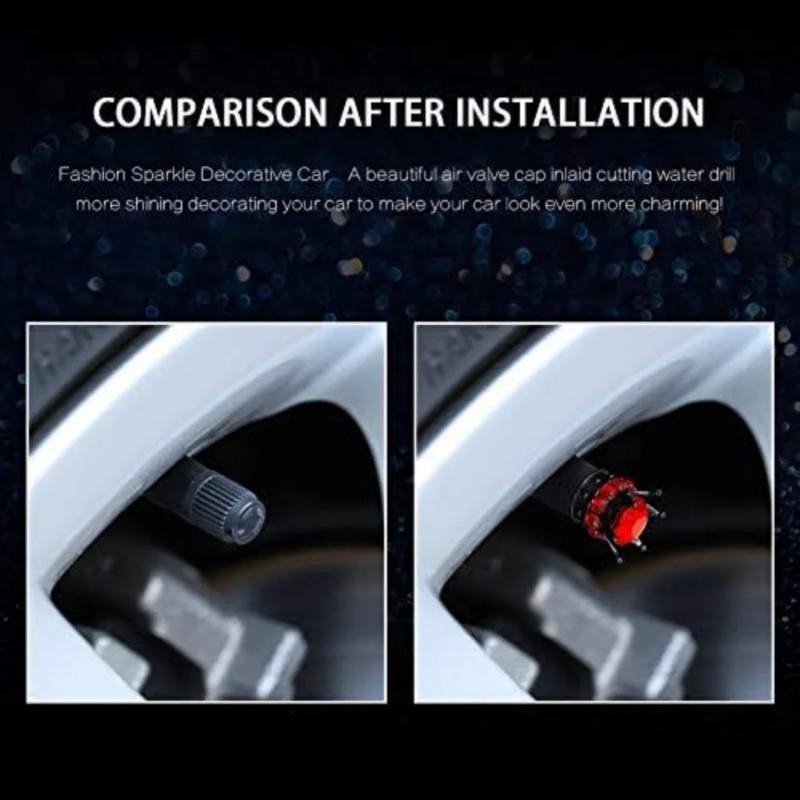 4 Crown Tire Stem Cover Blu-ray Rhinestone Universal Chrome Crown Tire Cover Car Accesorios Stem Caps1