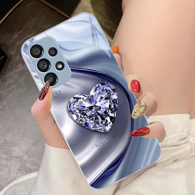 Große Rosa Diamanten für Samsung Galaxy S10 4G S20 11E 30 S21 22 S24 Fe Pro S23 S25 Ultra 5G S9 Gehärtetes Glas Handyhülle