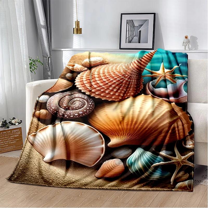 3D Starfish Beach Shell Sea Star Sand Blanket,Soft Throw Blanket for Home Bedroom Bed Sofa Picnic Travel Office Cover Kids Gift