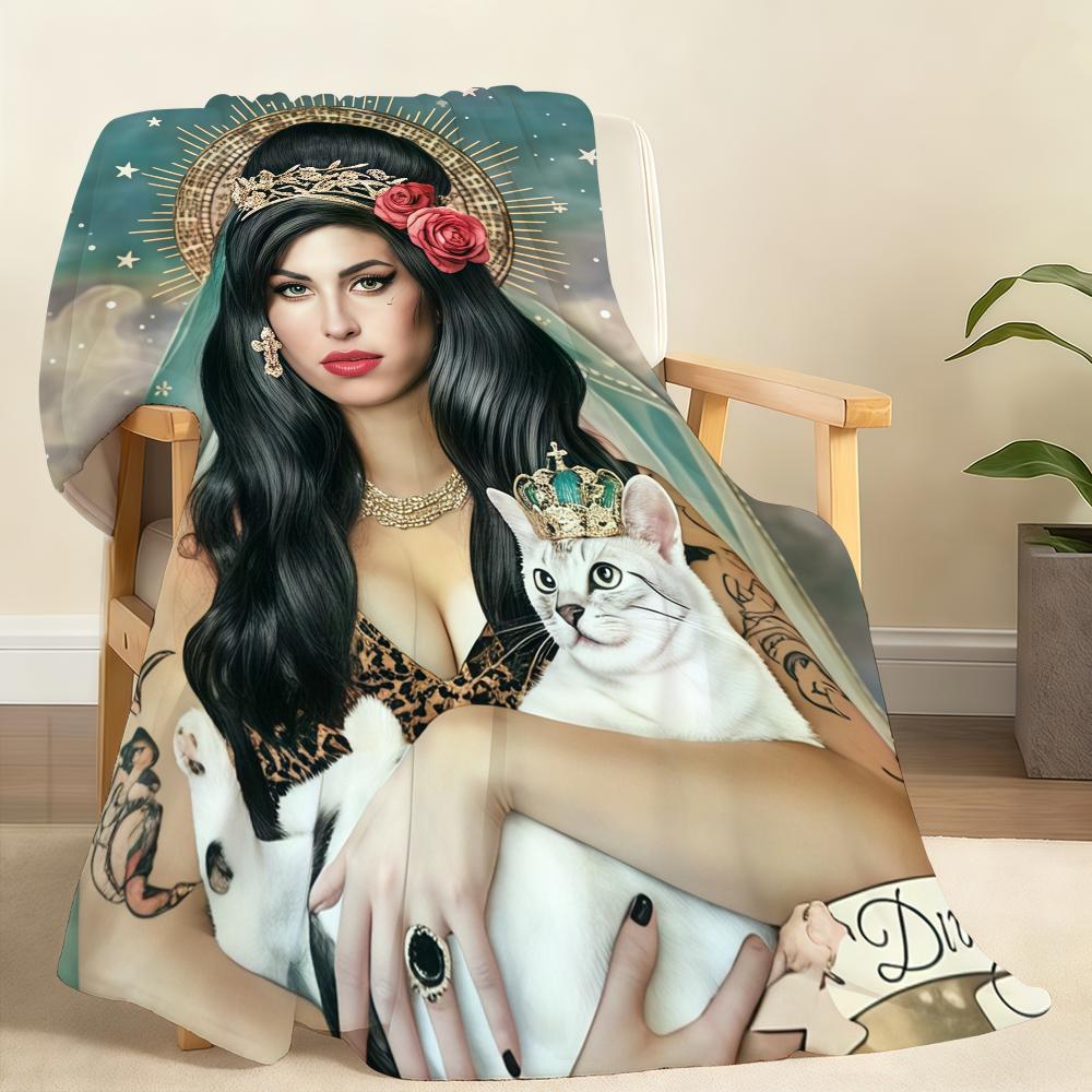 Vintage Famous Jazz Music Singer Amy Winehouse Blanket Soft Throw Blanket for Home Bedroom Sofa Picnic Office Cover Blanket Gift