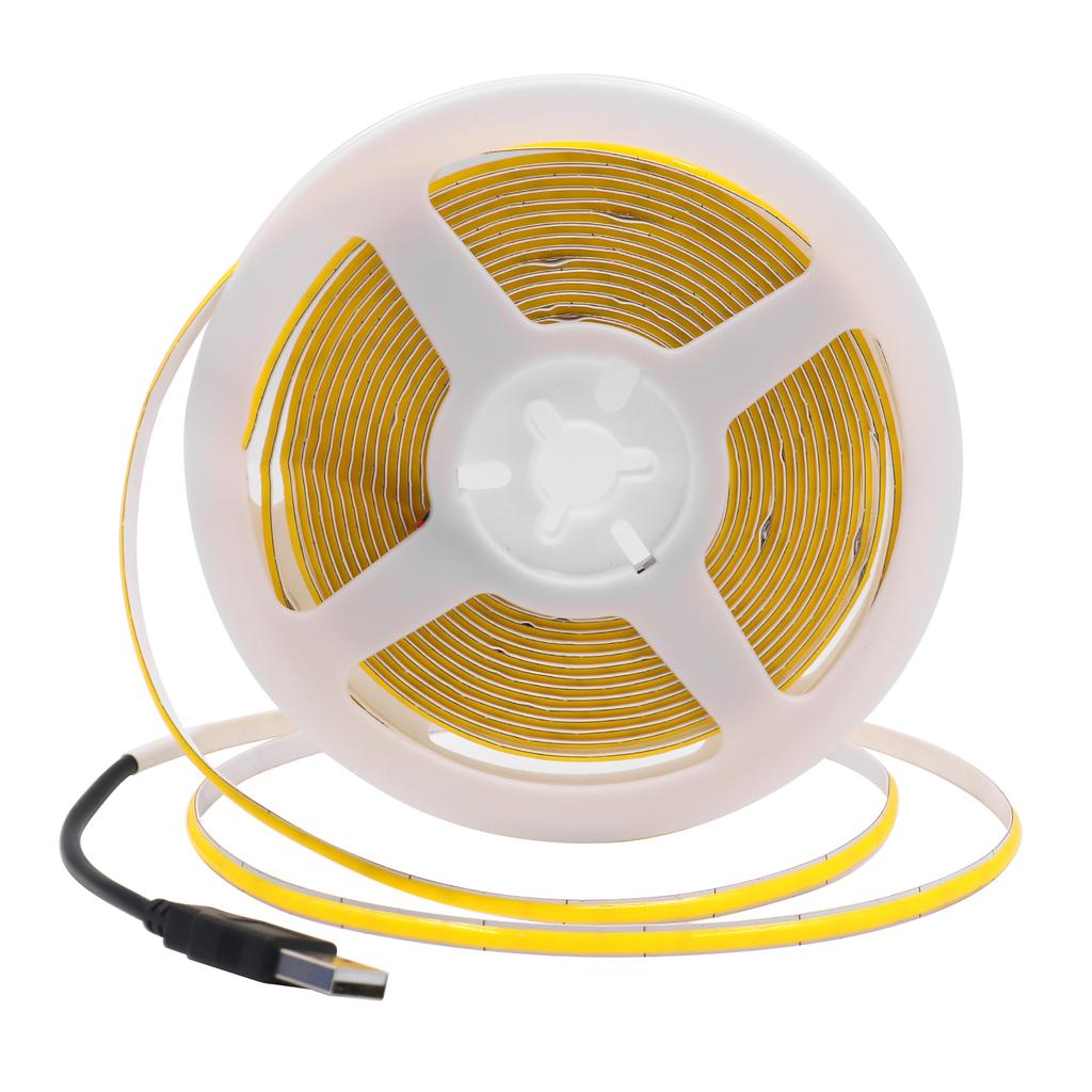 USB COB LED Strip DC 5V 320Leds/M RA90 Flexible Ribbon Rope LED Lights White/I Blue/Yellow/Pink/Red FOB LED Tape Cabinet Light