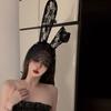 Veil Cat Rabbit Ear Hoop Sexy Lace Cat Ears Veil Headbands Black Hairbands Eye Mask Anime Cat Cosplay