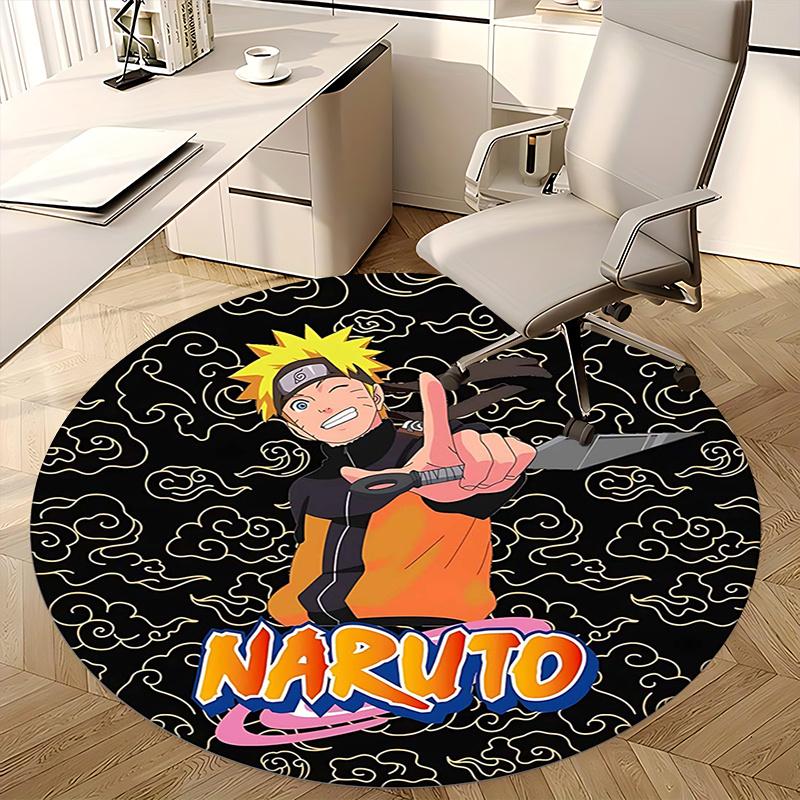 Naruto Character Print Chair mat Round Rug-Office carpet, Machine Washable, Non-slip, Suitable for Living Rooms, Bedrooms
