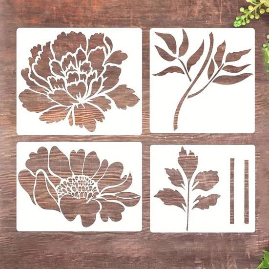 6Pcs Large Flower Stencils Garden Fence DIY Decoration Reusable Wall Stencils Nature Templates Graffiti Stickers