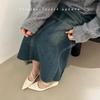 Niche design new pointed temperament heel red single shoes soft sole 2025 Mary Jane women's shoes low spring and autumn feeling black