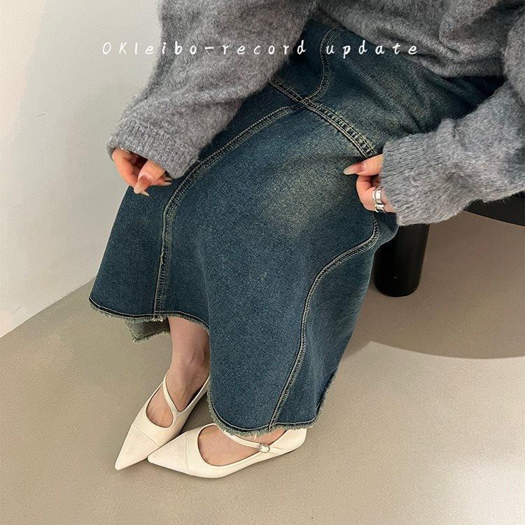 Niche design new pointed temperament heel red single shoes soft sole 2025 Mary Jane women's shoes low spring and autumn feeling black