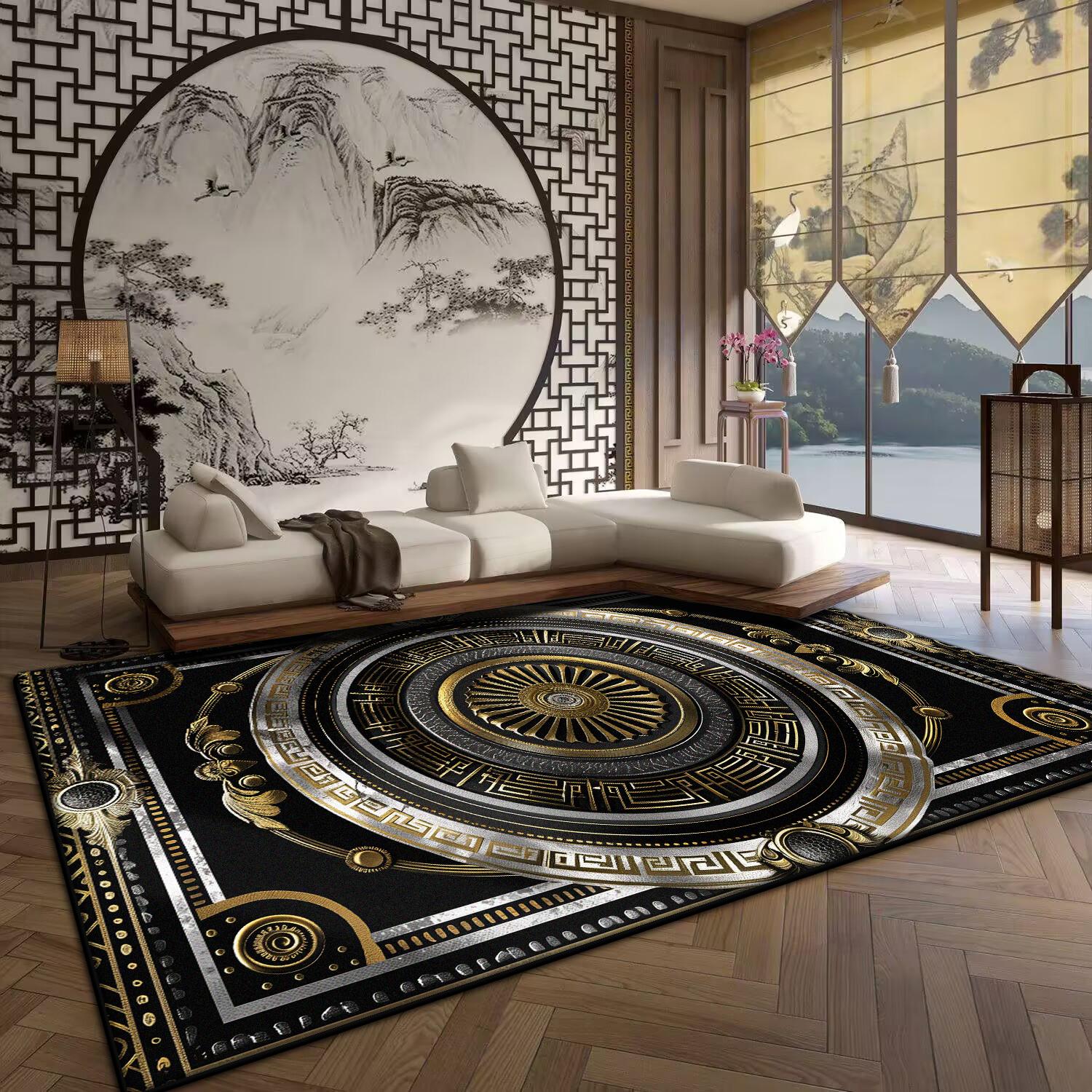 

Luxury Black Large Living Room Non-slip Carpet Room Decoration Aesthetic Modern Large Area Rugs Washable Area Rug Bath mat 60x90cm