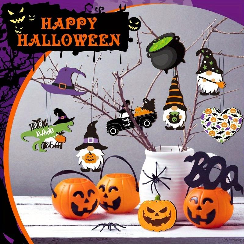30 Stück Halloween Holzanhänger Halloween Baumschmuck Halloween Holzausschnitte mit Schnüren