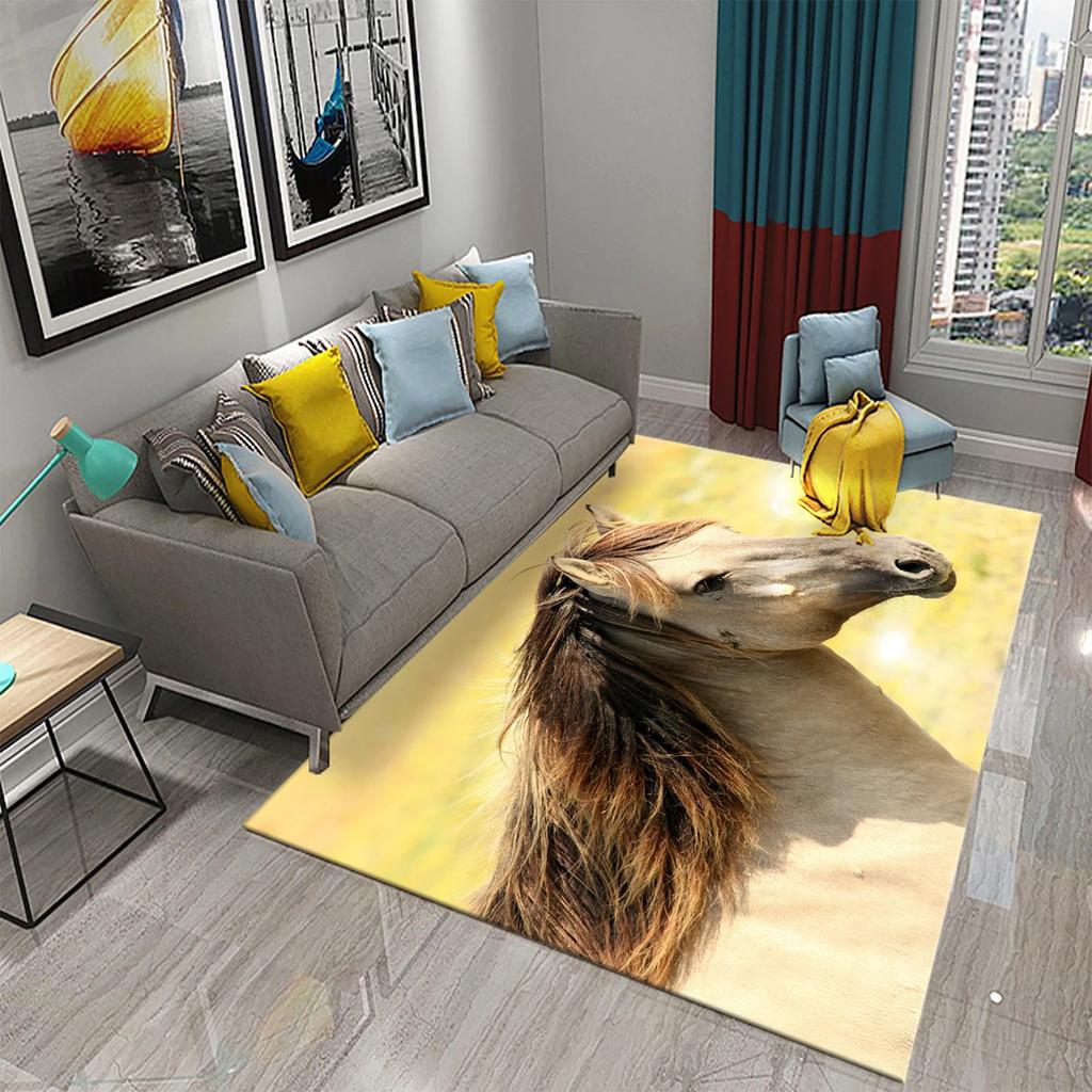 3D Horses Carpet Running Animal Carpet for Bathroom Entrance Door Mat Living Room Kitchen Non-Slip Carpet Bedroom Doormat Rugs