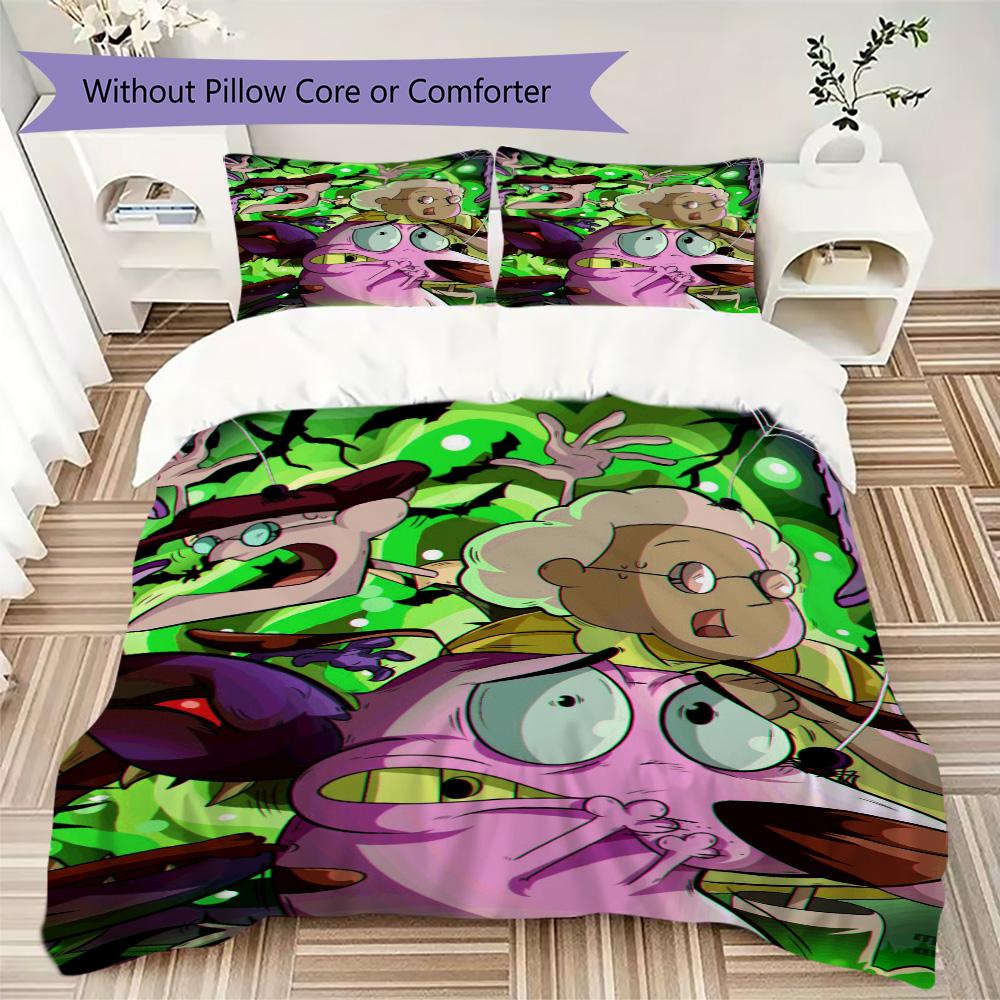 Courage the Cowardly Dog Pattern Bedding,Quilt Set Quilt Cover Pillowcase Home Birthday Gift (1*duvet Cover+2*pillowcase,without core)SSJT0917204