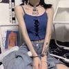 Gothic Grunge Y2k Rückenfreies Crop Top Ärmelloses Damen Kawaii Niedlich Weiß Gestrickte Camis Tank Tops Sommer Mode Weste Weibliche Schnürung Kleidung