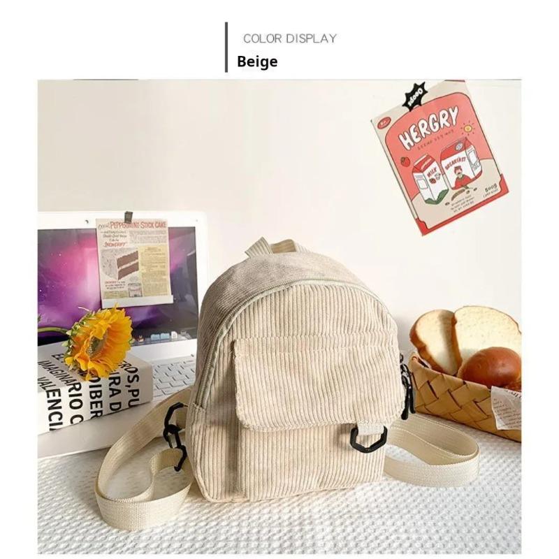 Super Popular Cute Mini Backpack, Corduroy Student Commuting Bag, Multi-Functional Portable Makeup Bag