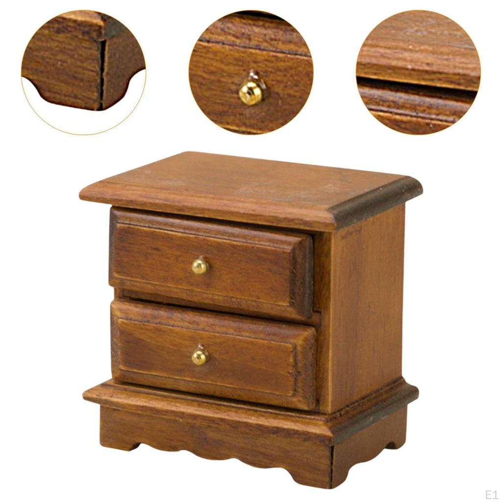 Dollhouse Bedside Table 1:12 Cabinet Decoration Drawer Miniature Furniture with
