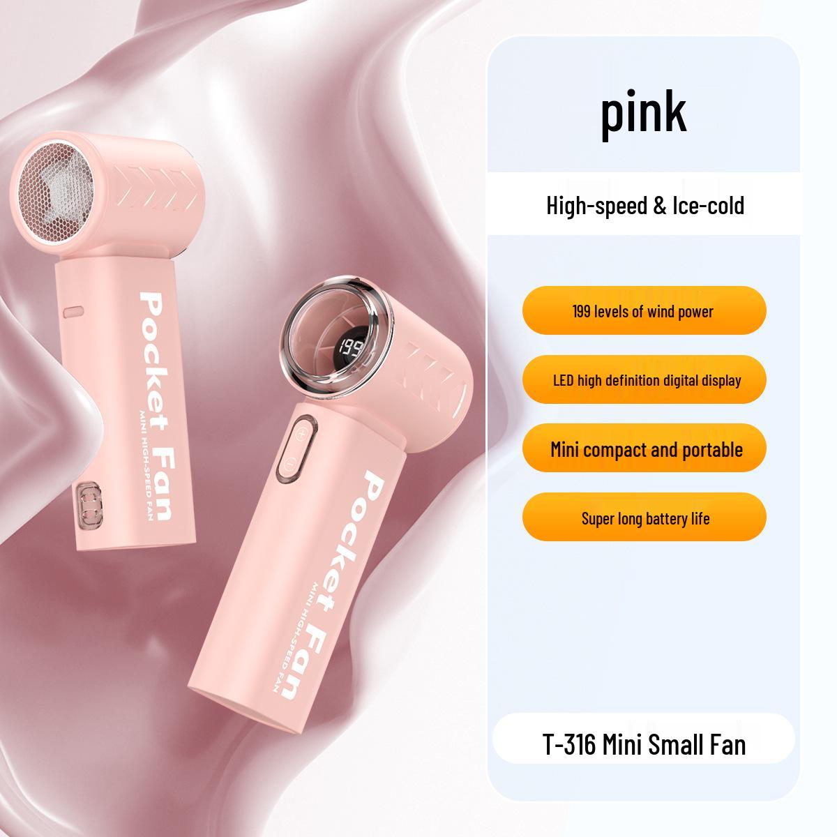 2026 Handheld Mini Fan: USB-Powered, Digital Display, High-Speed Turbine for Strong Wind