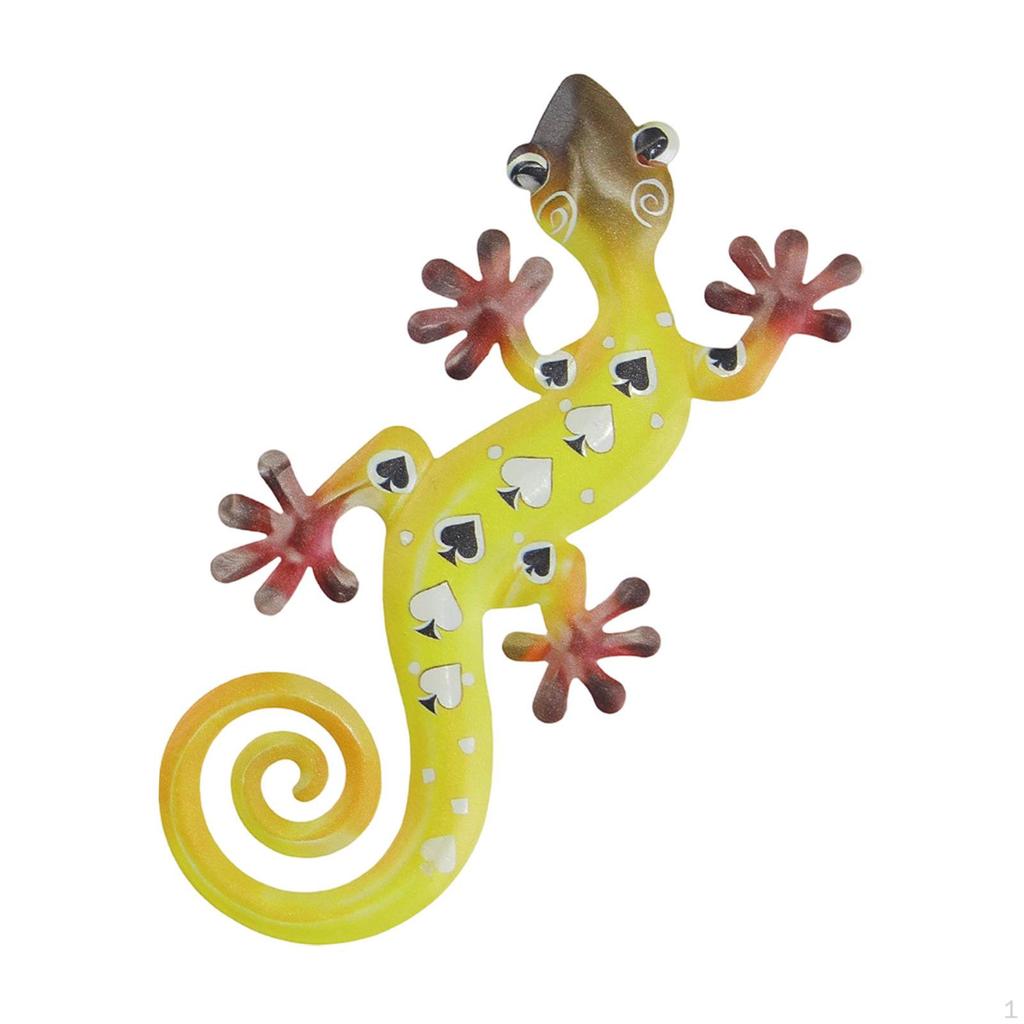 Metal Gecko Wall Art 2D Hanging Artwork,Art Decoration Ornament for Porch Cafe Patio Home