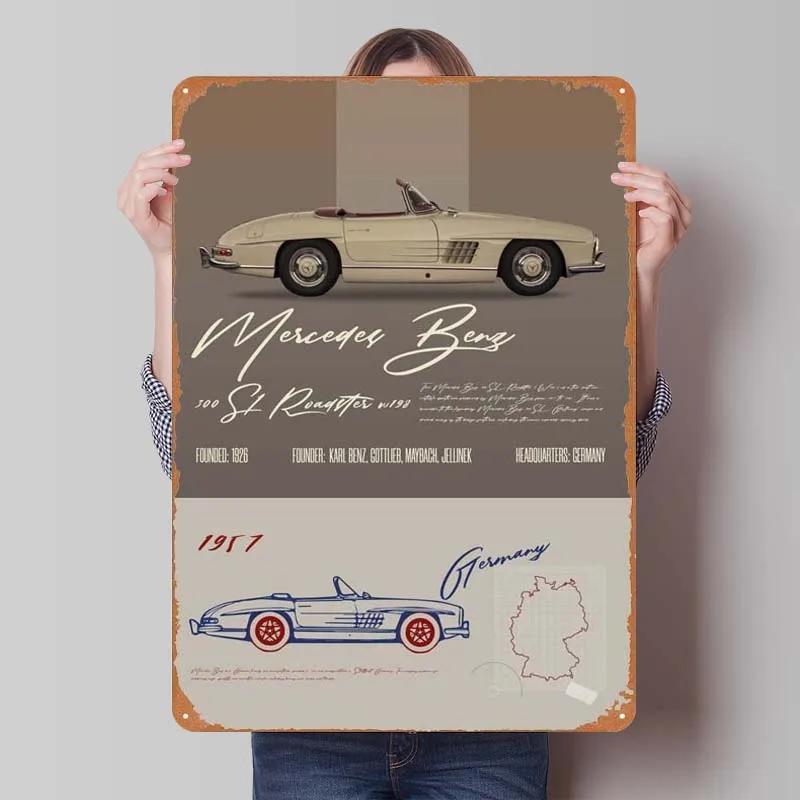 Sign Cars Poster Home Decoration Living Room Retro Metal Tin Sign Plaque for Garage Wall Art Decoration Interior