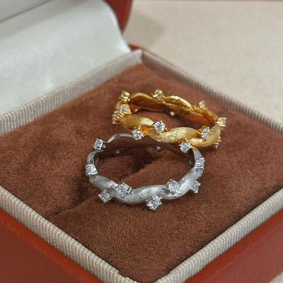 Lusso Leggero   Serie Piante Diamanti Intarsiati Disegno Avvolgente a Filo Anelli a Vite per Donne Matrimonio Retrò Gioielli Raffinati