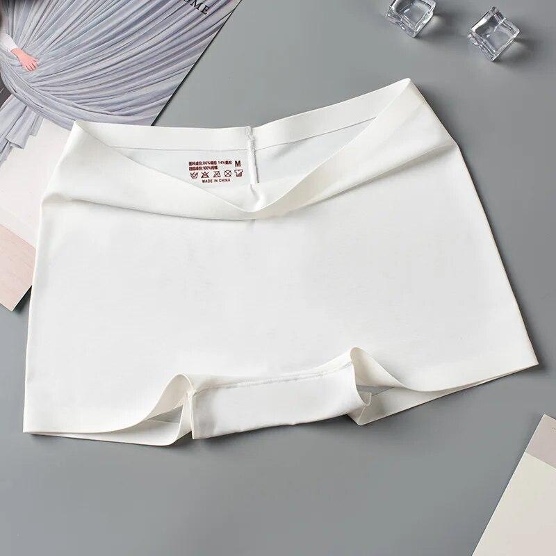 Silk Seamless Underwear Women's Boxer Shorts Ladies Panties Safety Pants Soild Female High Waist Lingerie Panty