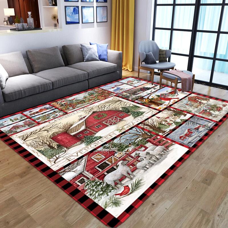 Cartoon Snowman Carpet Merry Christmas Area Rug For Living Room Bedroom Bedside Decor Home Entrance Door Mat Anti-slip Floor Mat