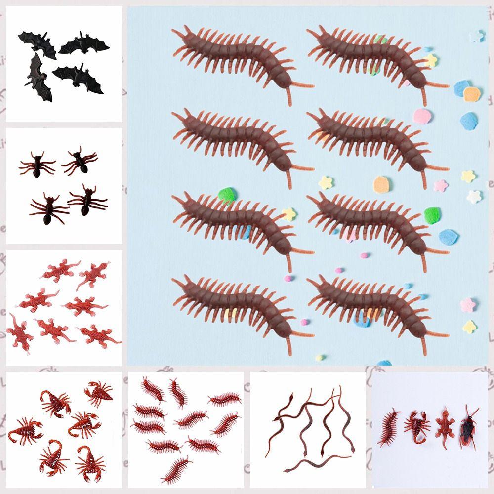 10Pcs/set Centipede Simulation Cockroach Model Simulation Fake Rubber Cockroach  Tricky Props