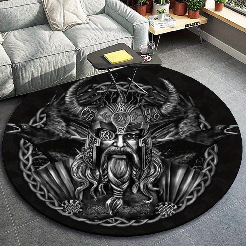 1pc Retro Viking (6) Pattern Round Floor Mat, Non-slip for Living Room Bedroom Chair Carpets Home Decor Gifts, Home Decor Room Decor Outdoor