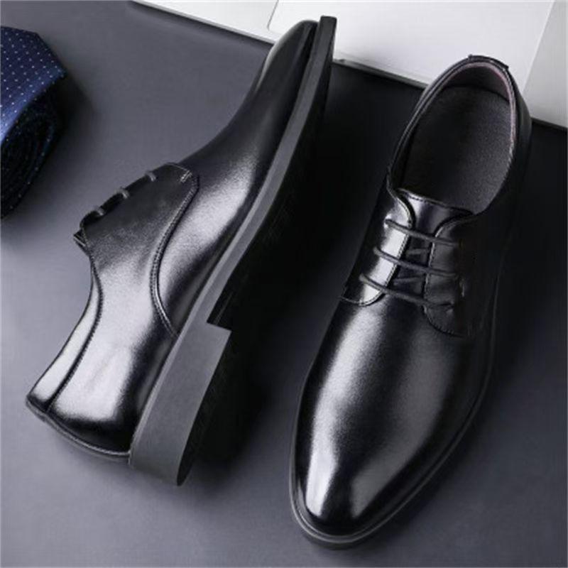 Supermarket Soft Sole British Business Dress Leather Shoes Men's Shoes Inner Height Increase Single Shoes Shoes Casual Shoes Suit