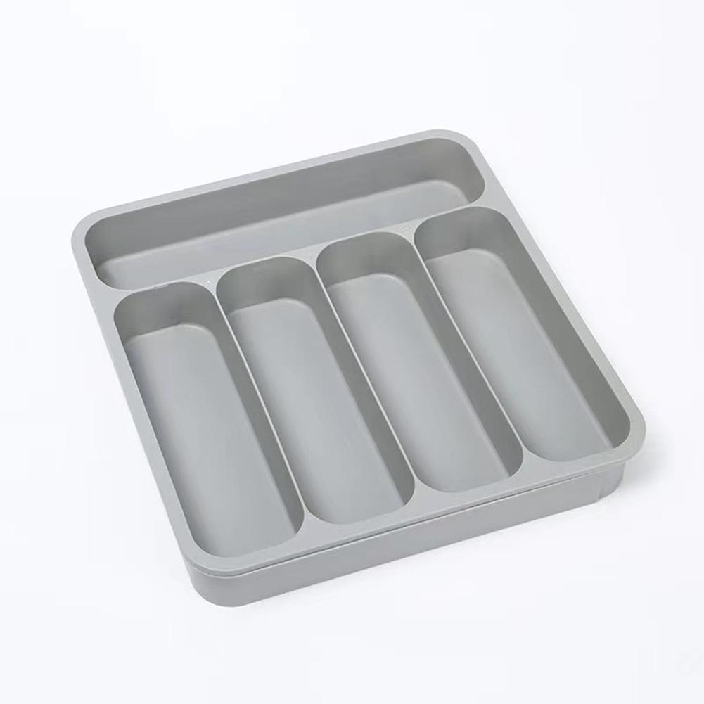 

Retractable Storage Box Multi purpose Expandable Adjustable Utensils Holder Organizer With 6 Compartments grey