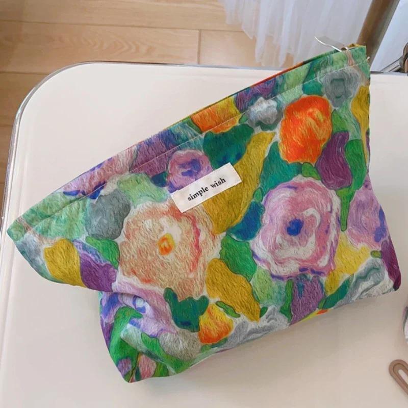 Cotton Ladies Travel Storage Lipstick Bag Retro Flower Women's Cosmetic Bags Cute Design Girls Pencil Case Makeup Bag Handbags